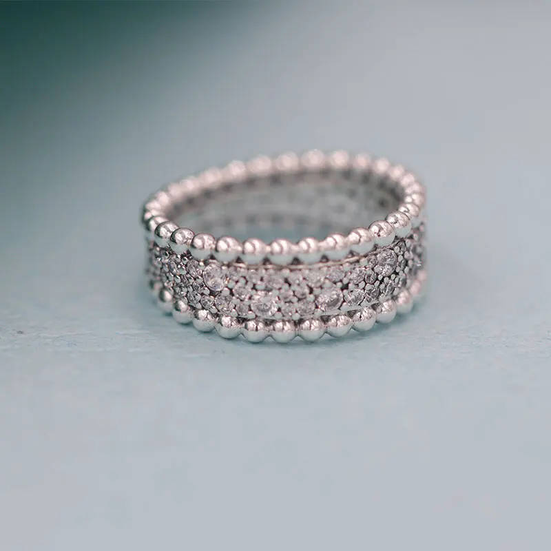 Женское кольцо из серебра 100% пробы с паве бисера | Украшения и аксессуары