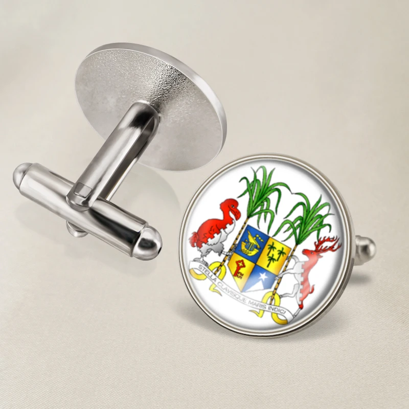 Запонки герб Маврикия карта флаг государственная эмблема | Украшения и