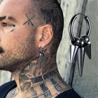 Спайк HUGGIE обручи Серьги Черный Нержавеющая сталь тройной Спайк обруч серьги для мужчин Уличная крутая штабелируемые серьги