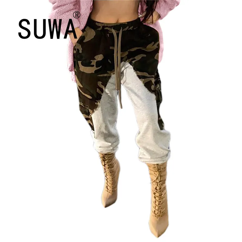

Camouflage Patchwork Trendy Chic Dance Vintage Trousers Women High Waist Pants Casual Sweatpants Joggers Leggings Streetwear