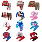 2021, детская одежда, пижамный комплект, мультяшный Человек-паук, машина, Анна, Эльза, Детская Пижама для мальчиков, одежда для сна, пижама с длинным рукавом для малышей