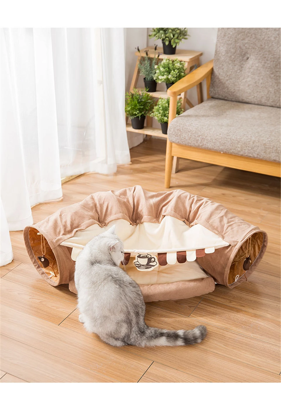 Забавная кошка кровать-туннель складной кринкл Pet палатка котенок щенок хорьки кролик интерактивные игрушки 2 отверстия туннель Pet кошка гнездо