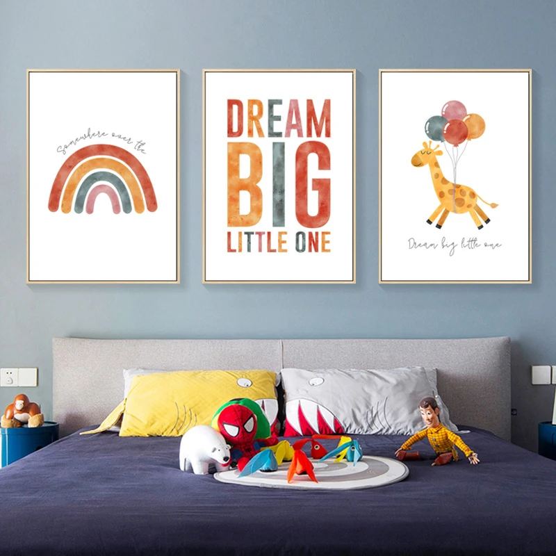 

Nordic Cartoon Balloon Wall Art Canvas Painting Sun Rainbow Unicorn Animal Prints Nursery Quotes Poster Pictures Baby Room Decor