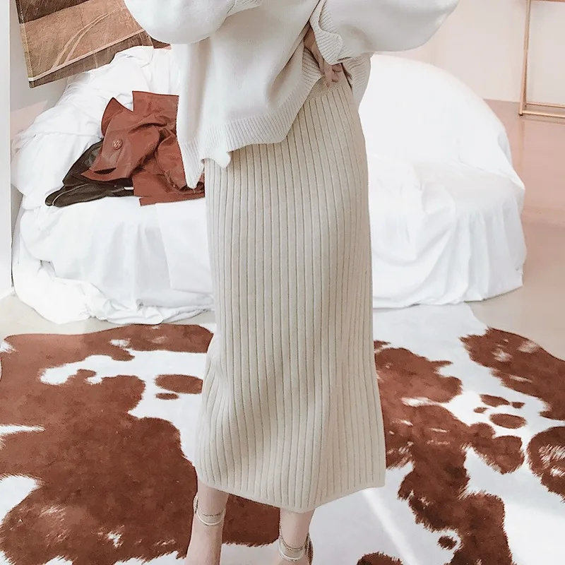 Новинка 2018 зимняя женская одежда Корейская однотонная меховая юбка с высокой
