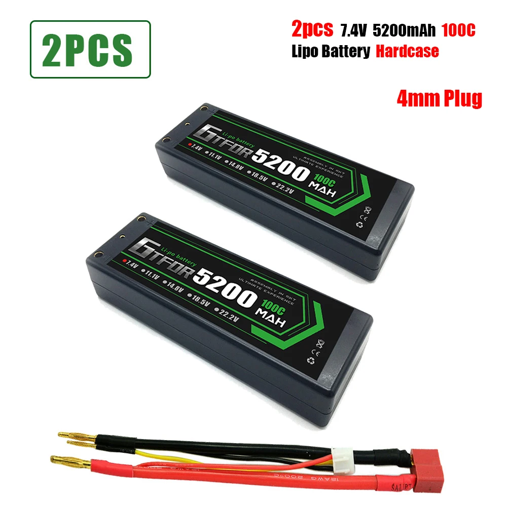 GTFDR 5200mAh 4mm Lipo батарея 7 4 V 100C/200C 2S LiPo RC Battery Deans XT60 EC5 для Evader BX Car Truck Truggy багги машинки