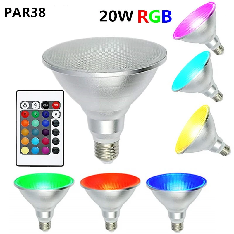 10 шт. светодиодный RGB Точечный светильник Par30 Par38 IP65 Blub Вт 20 E27 водонепроницаемый