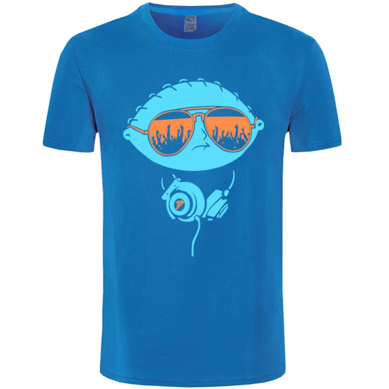 DJ Stewie футболка, хип-хоп мужские топы, футболки, тяжелый металл, лето, круглый вырез, хлопок, Мужская футболка, рэпер, на заказ, футболка, уличная музыка - Цвет: Blue