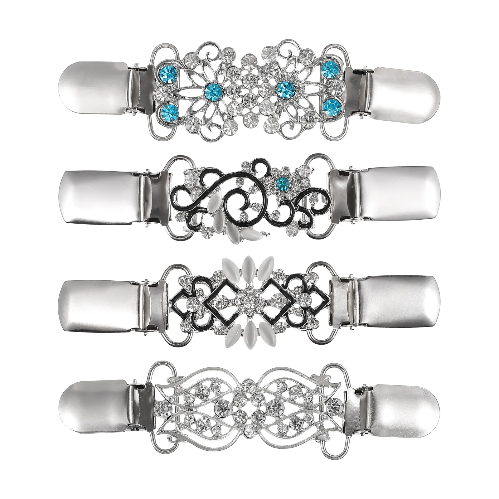 

SOIMISS 4pcs Sweater Rhinestone Clips Exquisite Shawl Clips Ferroalloy Dress Clips Cardigan Clips
