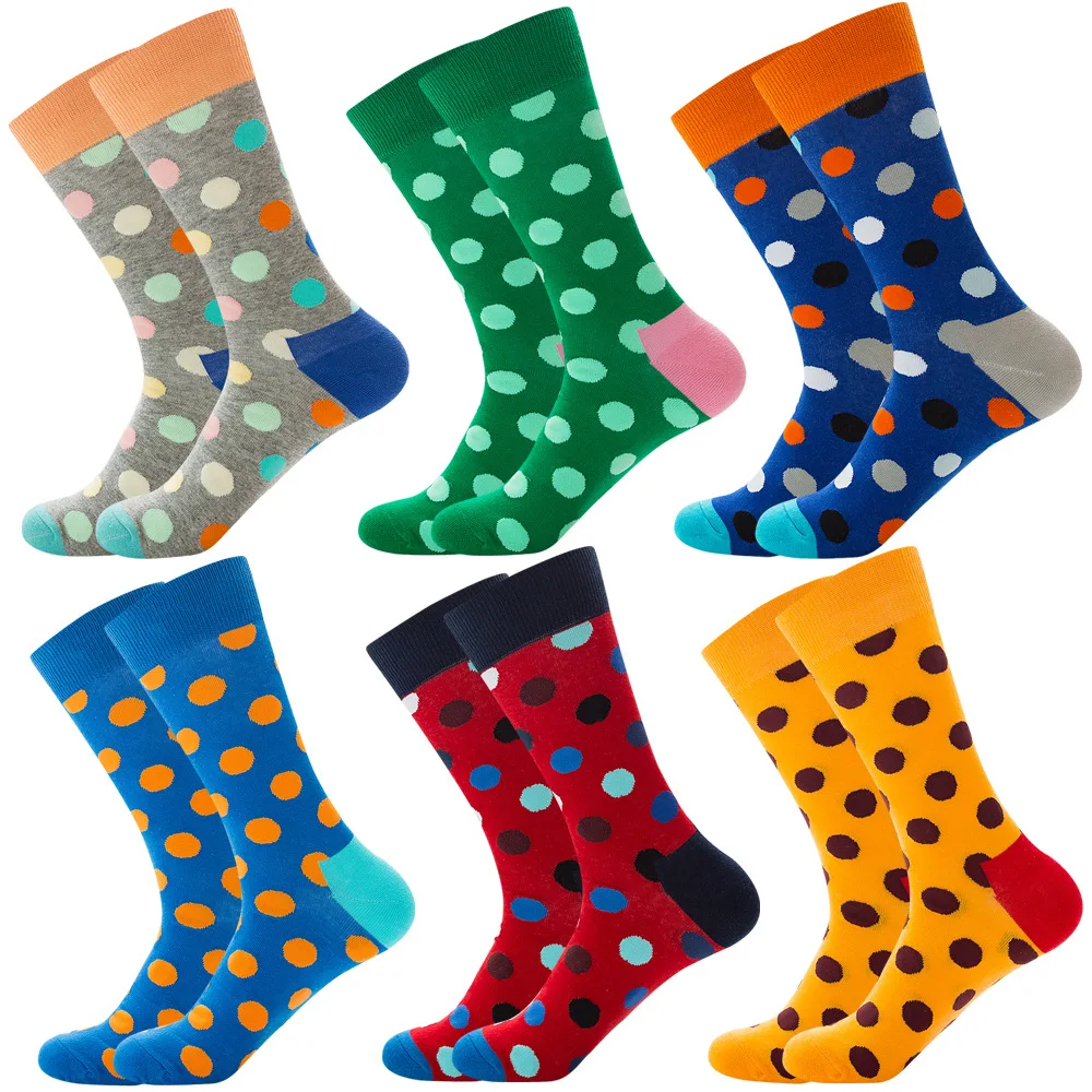 6 Pairs Men Socks Cotton Casual Personality Design Funny Hip Hop Streetwear Happy Socks for Men Woman Big Size Socks
