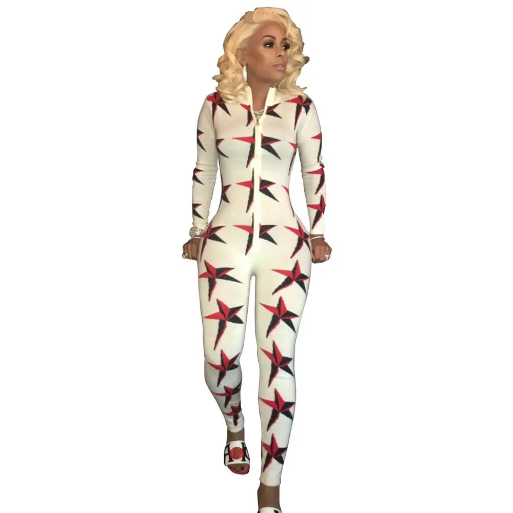 Новинка 2017 года осень и зима горячая мода цифровой принт комбинезон сексуальная