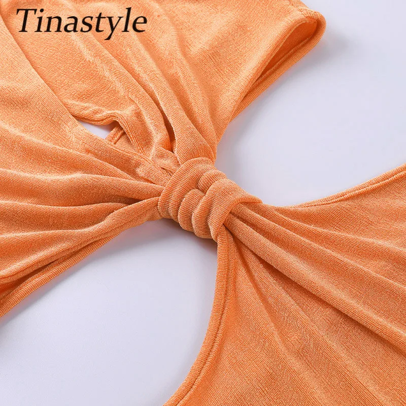 

Tinastyle Halter Backless Sexy Beach Dress Women Deep V Neck Cut Out Bodycon Long Party Dress Casual Split Summer Dress Vestidos