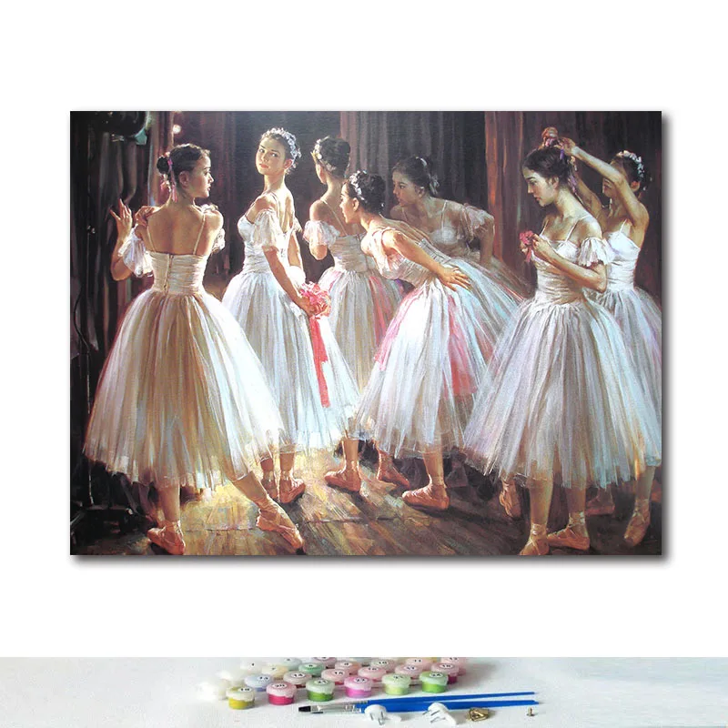 Diy разрисовка по цифровым фотографиям картина маслом группа танцующих маленьких