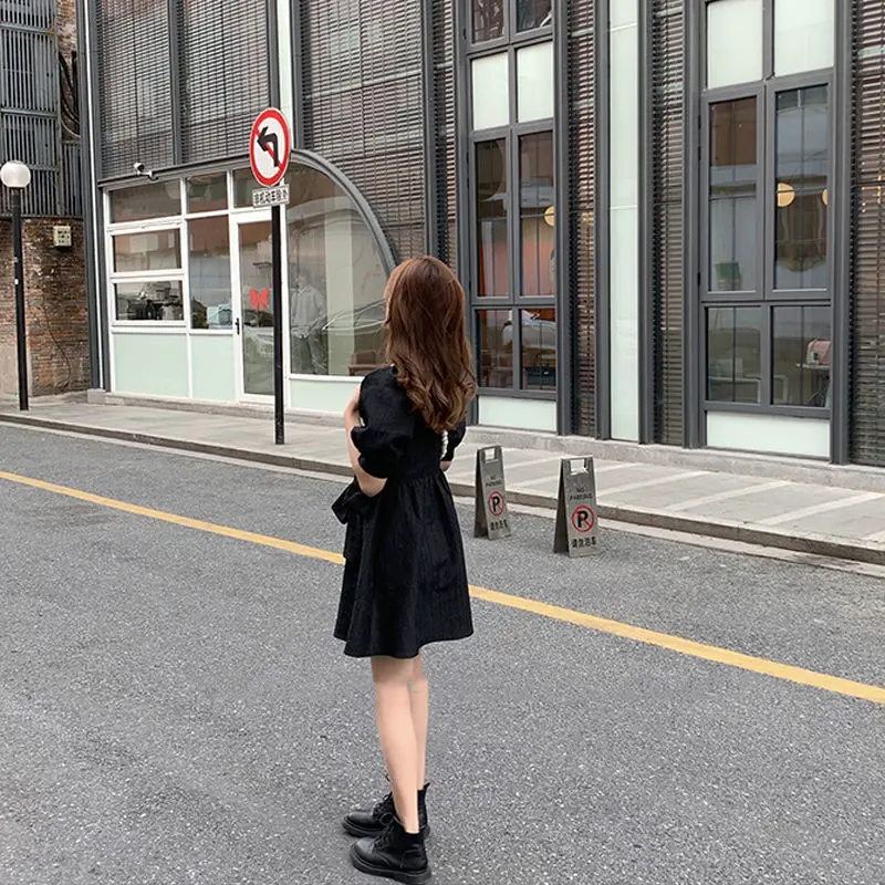 

Bubble sleeve dress women's 2021 summer new gentle wind first love skirt waist skirt