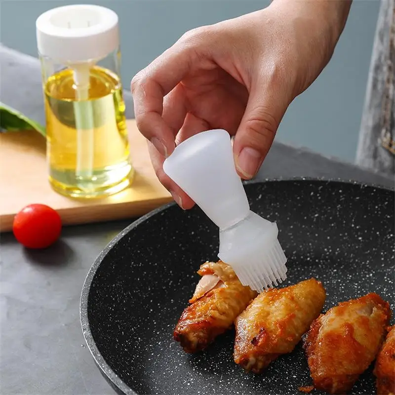 

Портативная силиконовая бутылка для масла с щеткой для гриля, уличные кухонные принадлежности для готовки, барбекю, принадлежности для вып...