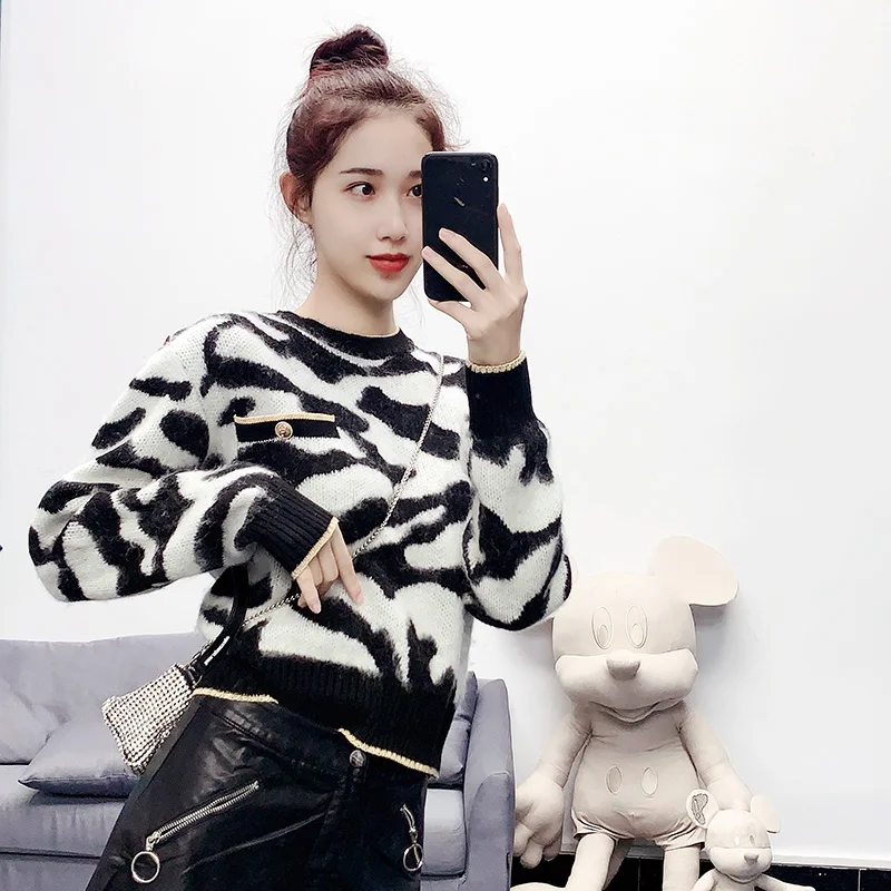 

Autumn cardigan coat handmade crochet sweater long sleeve Knitted Top new women's versatile loose fit