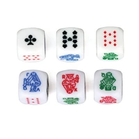 10pcslot acrylic carving dice tooth yellow white 16 round corner poker dice for poker card fun family pub game 16mm