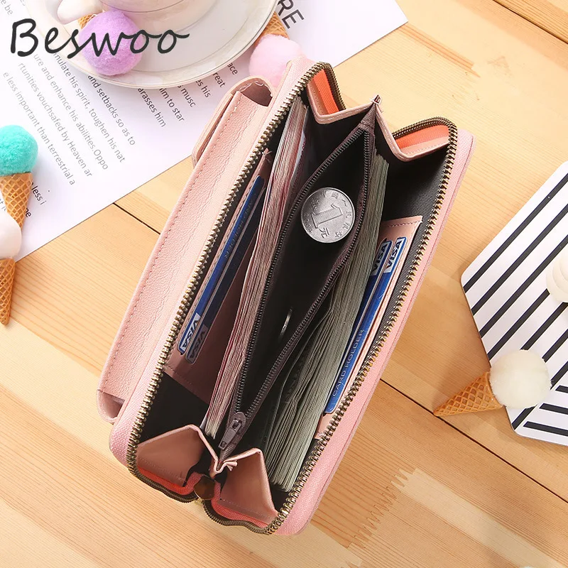 Women's Wallet Pu Leather Phone Bag Female Wallets Clutch Fashionable Zipper Purses Ladies Bag Pocket Shoulder Bag Card Holders