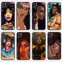 afro black girl magic melanin poppin art phone case for samsung a53 a12 a52 a72 s20 plus s20 fe s10 s21 fe s22 tpu silicone case