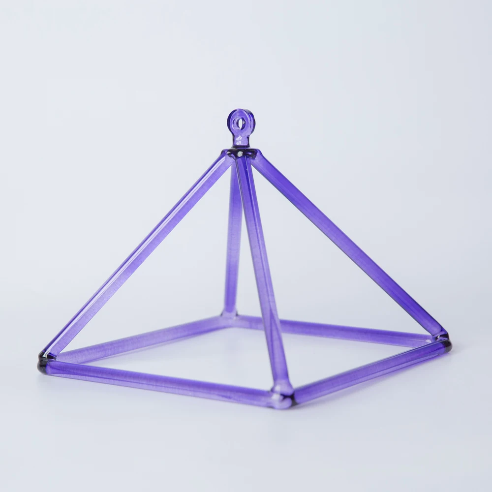 8 inches Purple Color Crystal Singing Pyramid for Healing Energy with String | Bells &amp Chimes