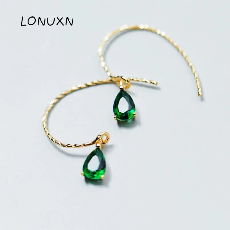 

Женские серьги из серебра 925 пробы, с позолотой 14 к и зелеными кристаллами, 2 см