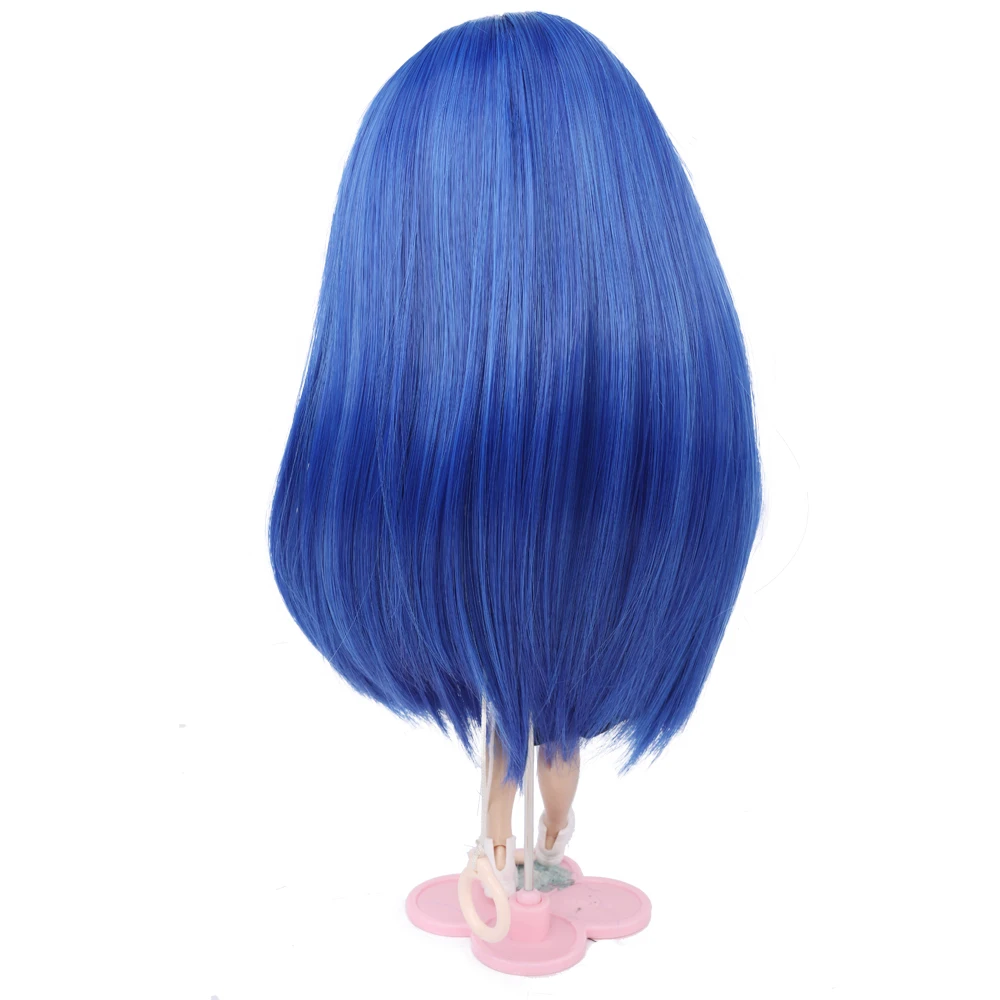 Кукольный парик волосы для кукол голубая длинная челка прямые аксессуары сделай