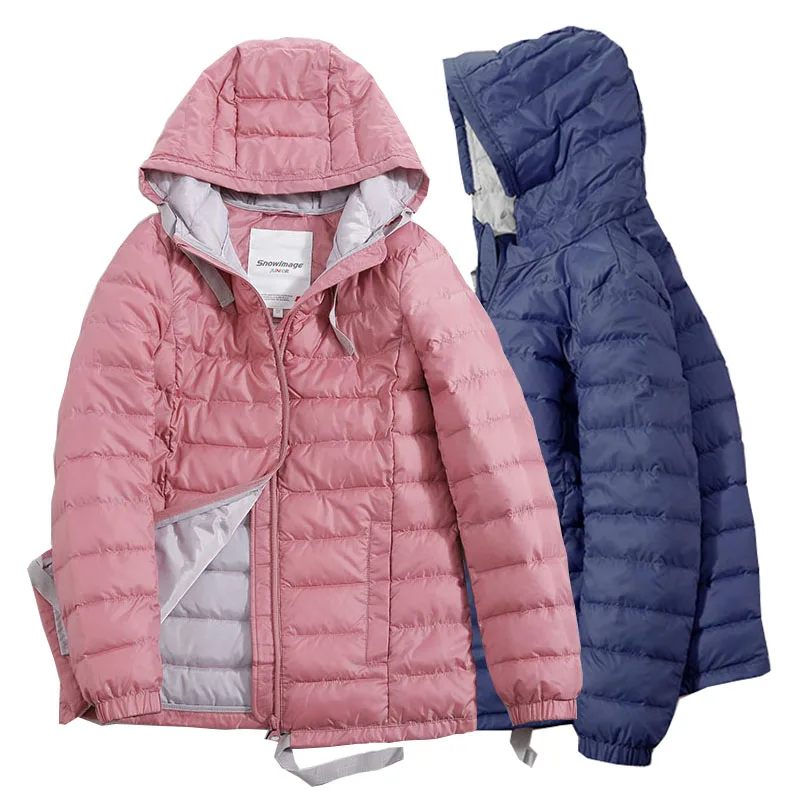 

Jacket forGirls 2021 Europe Russia Spring Autumn Thick Parker Coat Blue Pink Coats with a hood height140-164CM 10A-14A S215