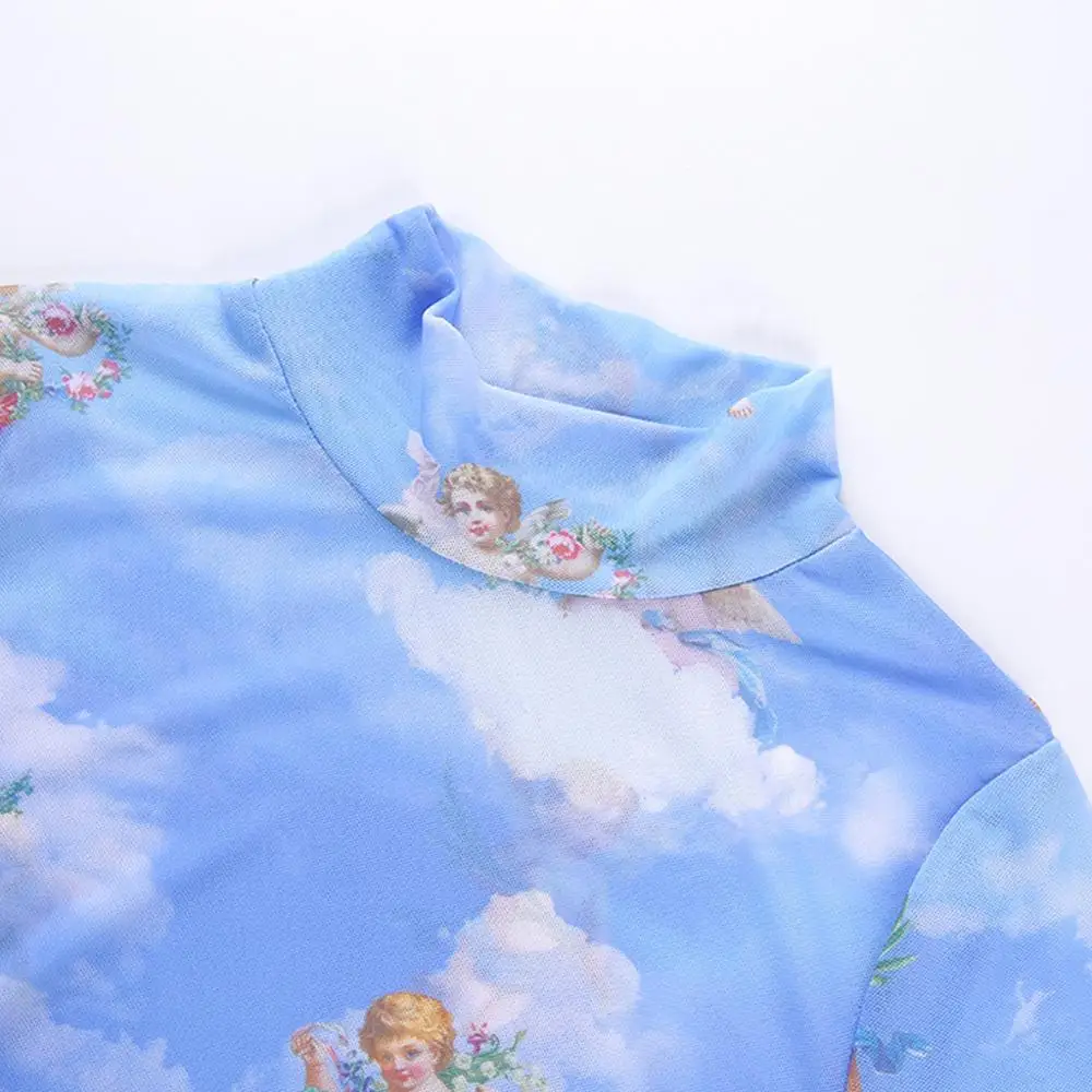 Женский укороченный Топ с длинным рукавом и ложным воротником футболка