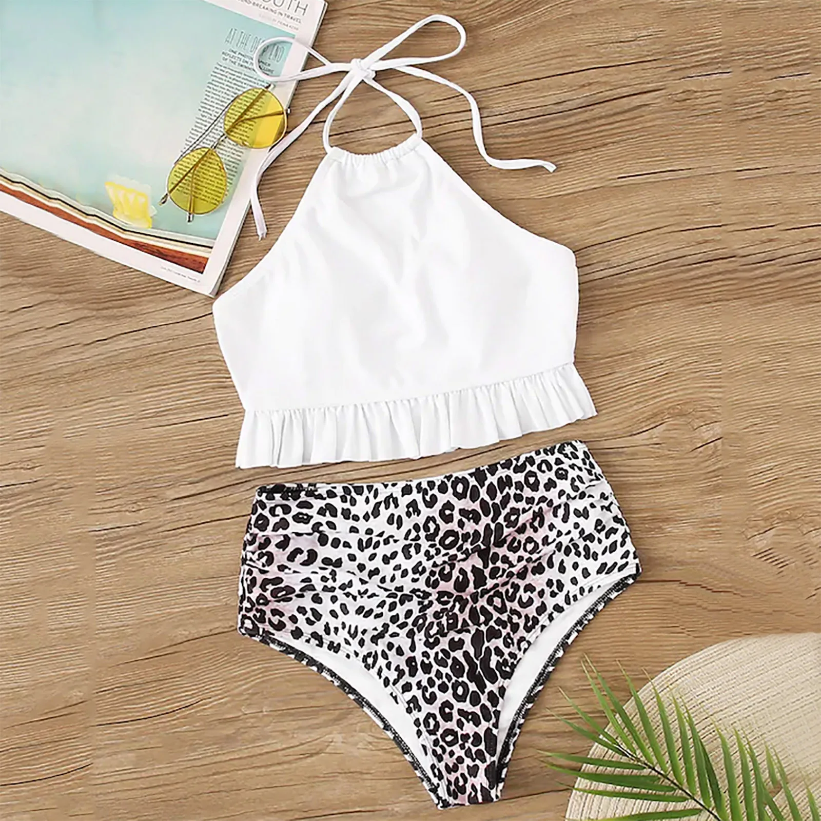 Сексуальный женский летний купальник из 2 предметов комплект бикини с