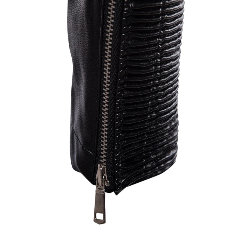 Куртка мужская кожаная в стиле панк приталенная винтажная мотоциклетная куртка