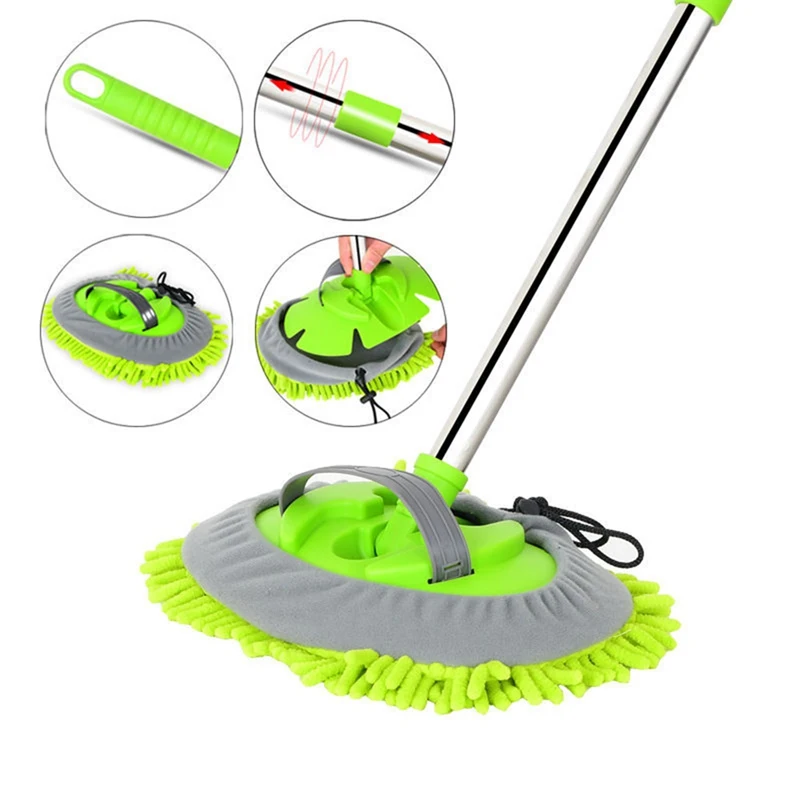 C Car Wash Brush Cleaning Mop Car Cleaning Tools Telescoping Long Handle Chenille Broom Car Cleaning Brush