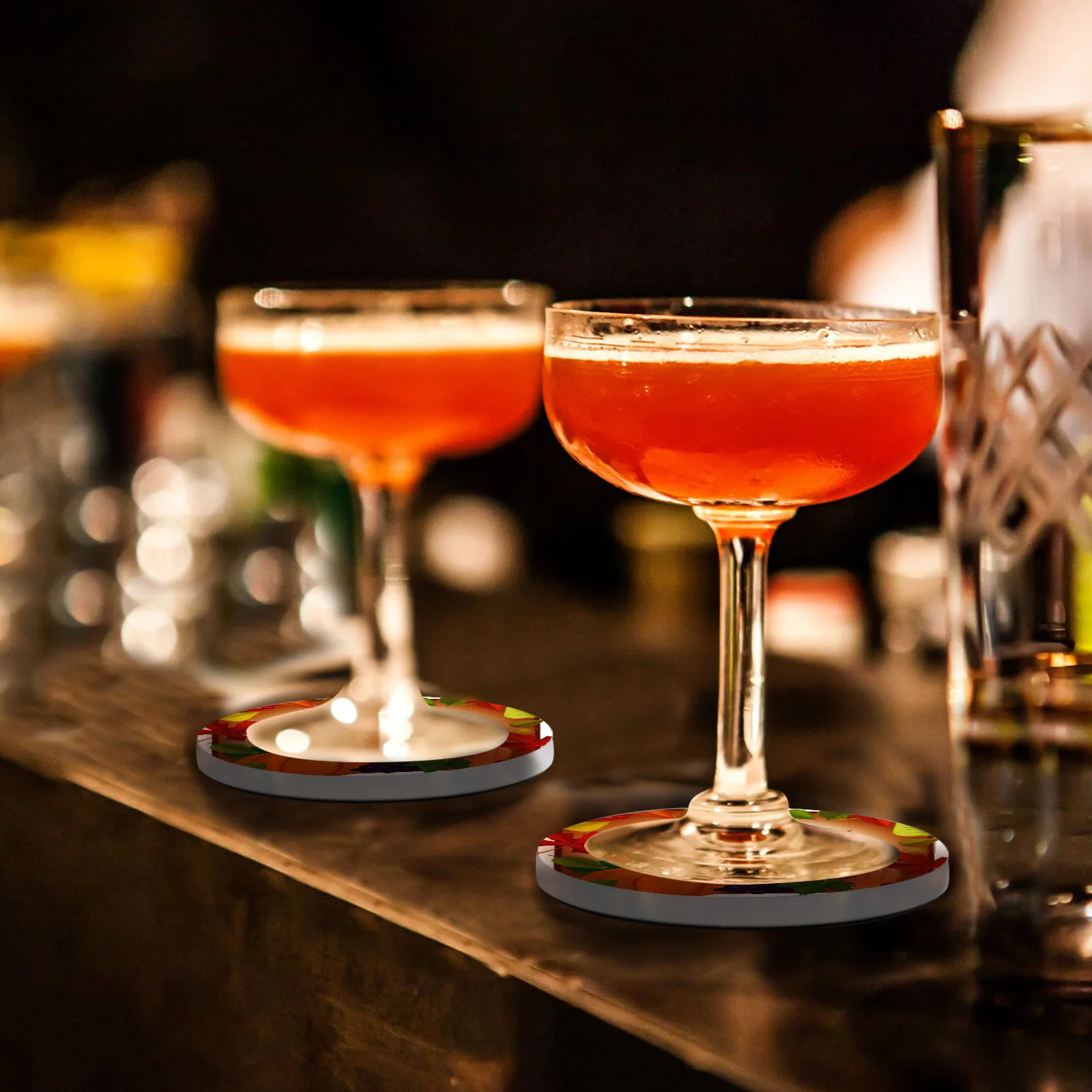 

Thanksgiving Pumpkin Turkey Round Coaster Coffee Table Mats Kitchen Accessories Absorbent Ceramic Coasters