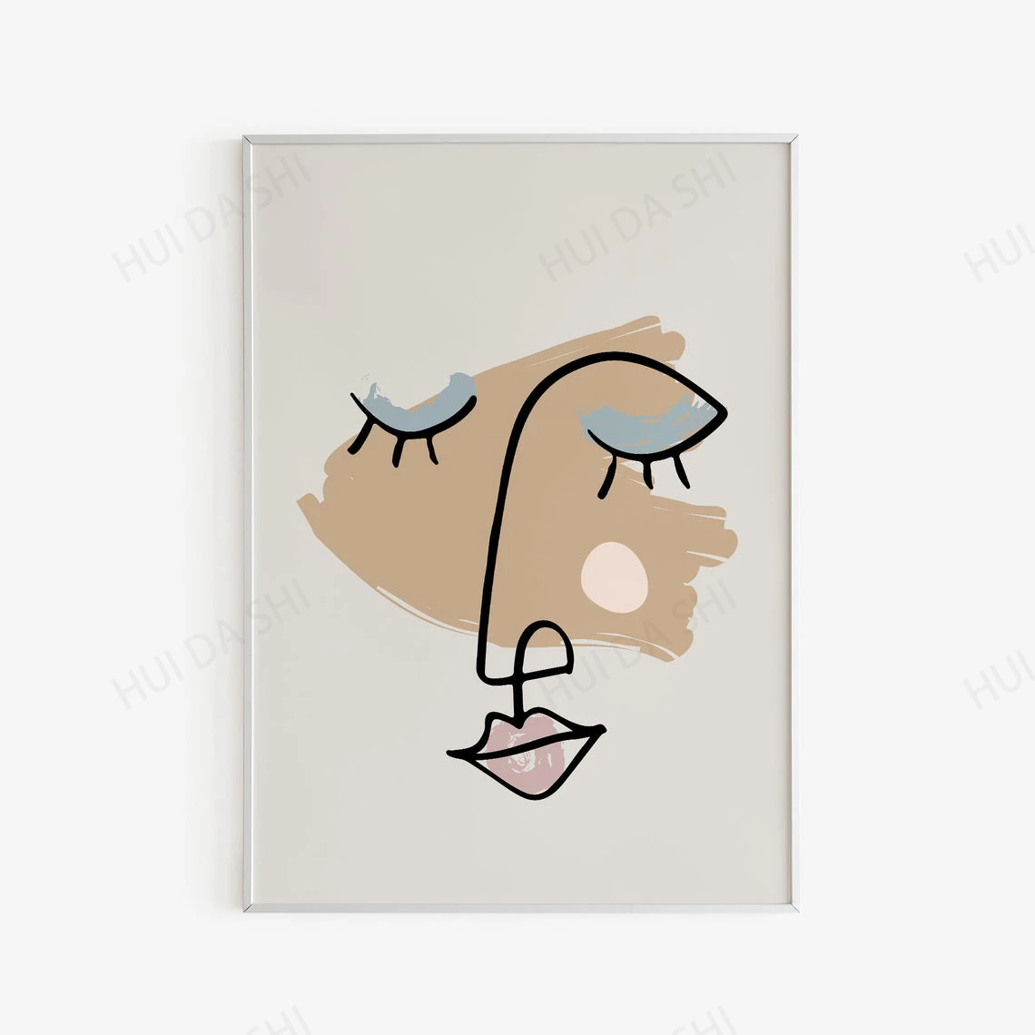 Abstract Woman Portrait - Pastel Colors Female Face Drawing Printable Contemporary Art Digital Download French Painting |