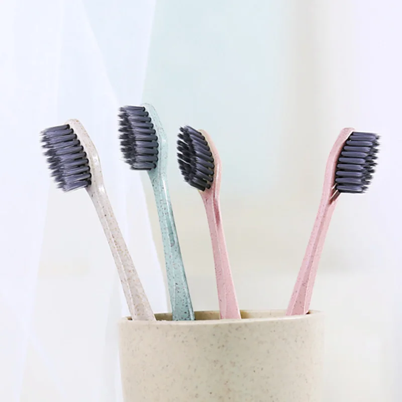 Новый 3 шт. Экологичная пшеничная соломенная зубная щетка для чистки зубов мягкий