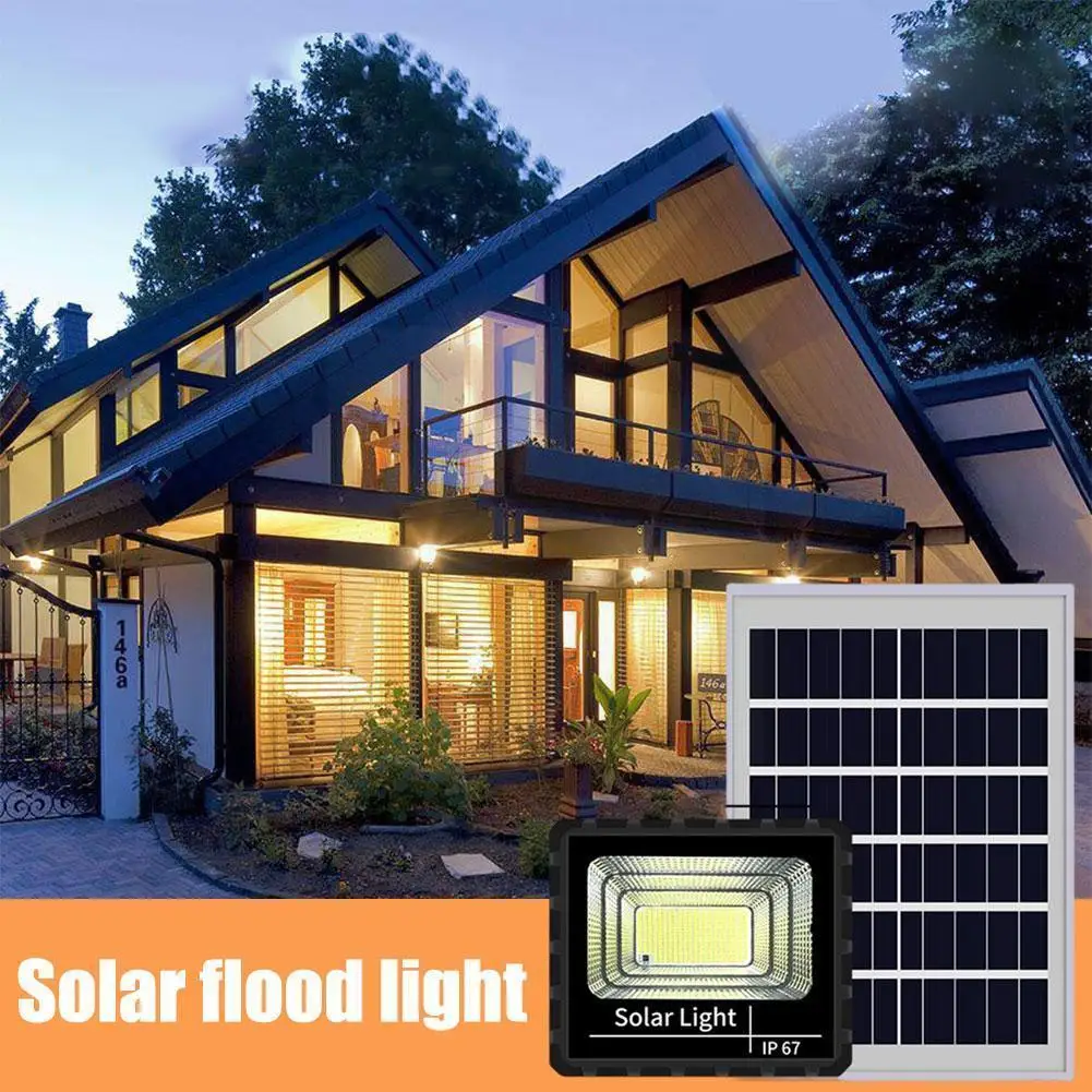 

100/170led Solar Light Outdoor Remote Control Waterproof For Garden Street Landscape Spotlight Wall Solar Powered Flood Lam R0j5