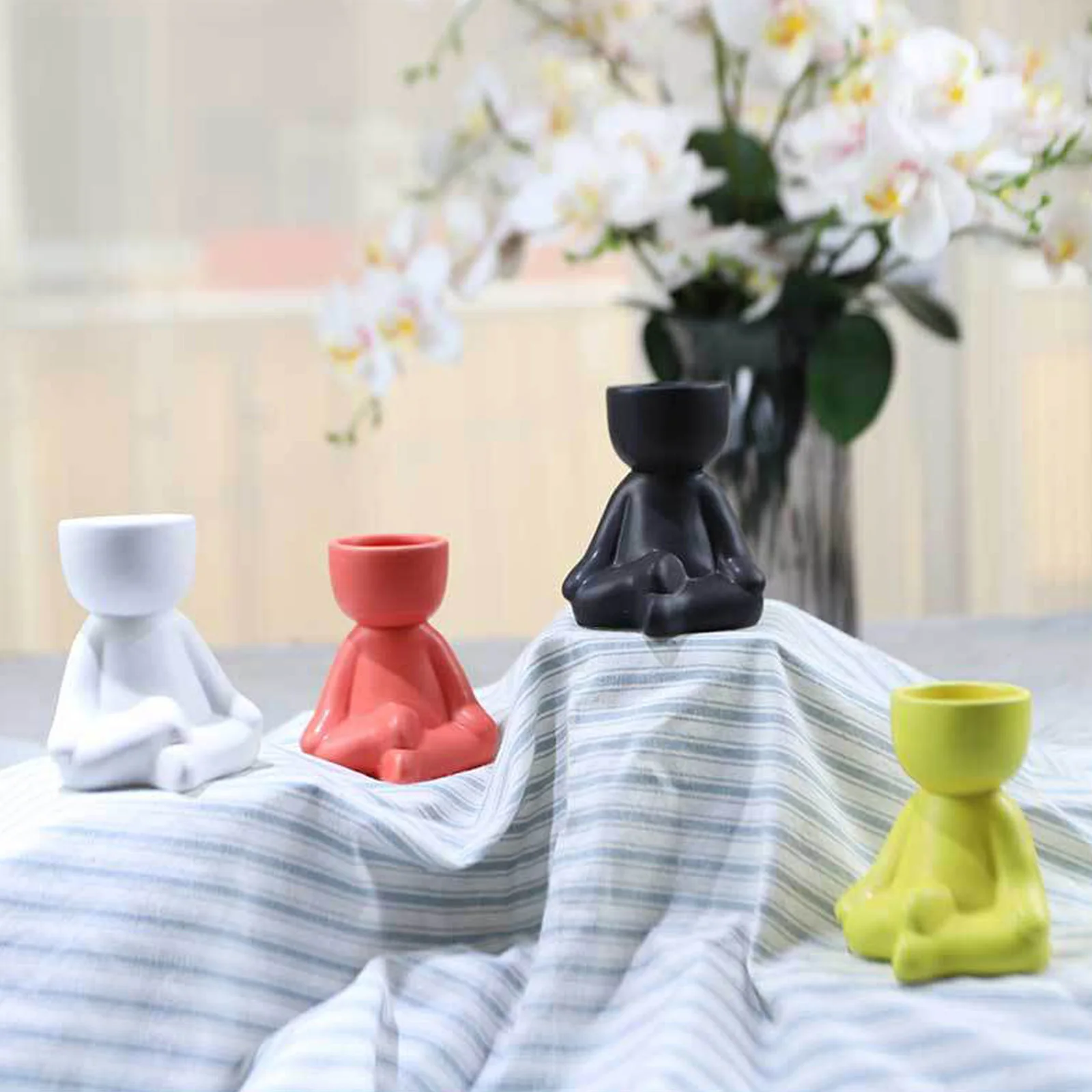 

Creative Cute Flower Pot, Ceramics Art Portrait Sculpture Human Form Planter Vase Home Garden Decoration