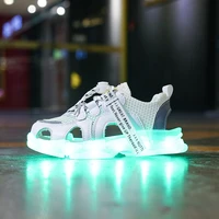 led childrens casual sandals kids shoes for girls glowing shoes usb charged baby boy luminous sandals lace up sports sandals