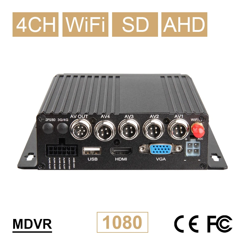 Новый 4CH WIFI Автомобильный мобильный видеорегистратор AHD 1080P SD карта 24 часа