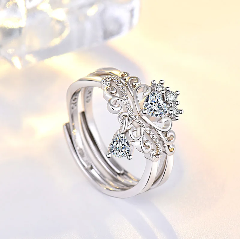 Новинка роскошное кольцо с короной подвеской AAA австрийский кристалл открытым