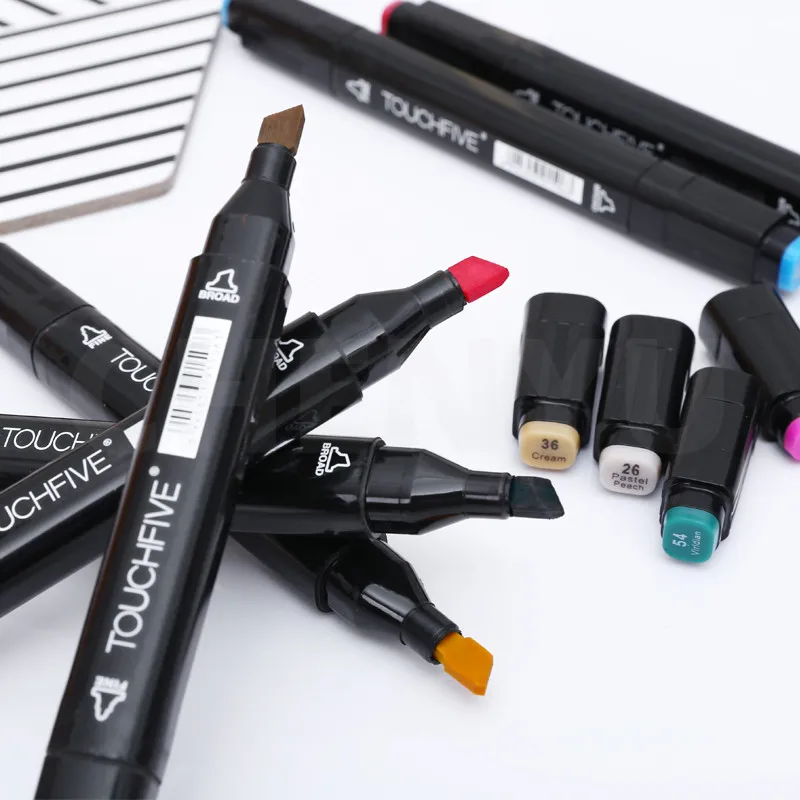 TouchFIVE 30/40/60/80/168 Color Alcohol Markers Dual Headed Artist  Sketch Oily Alcohol Ink Pen Marker For Animation Manga
