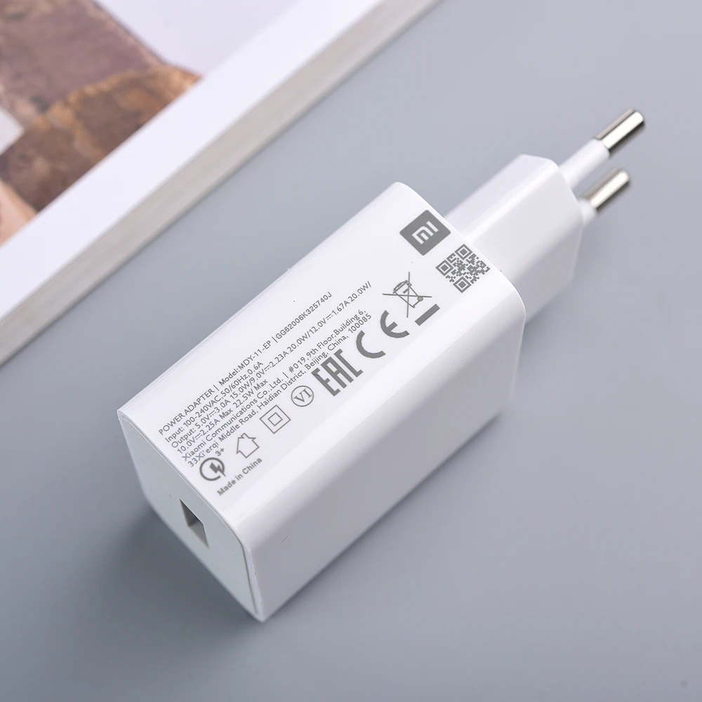 Быстрое зарядное устройство Xiaomi 22 5 Вт оригинальное быстрое стандарта ЕС QC3.0