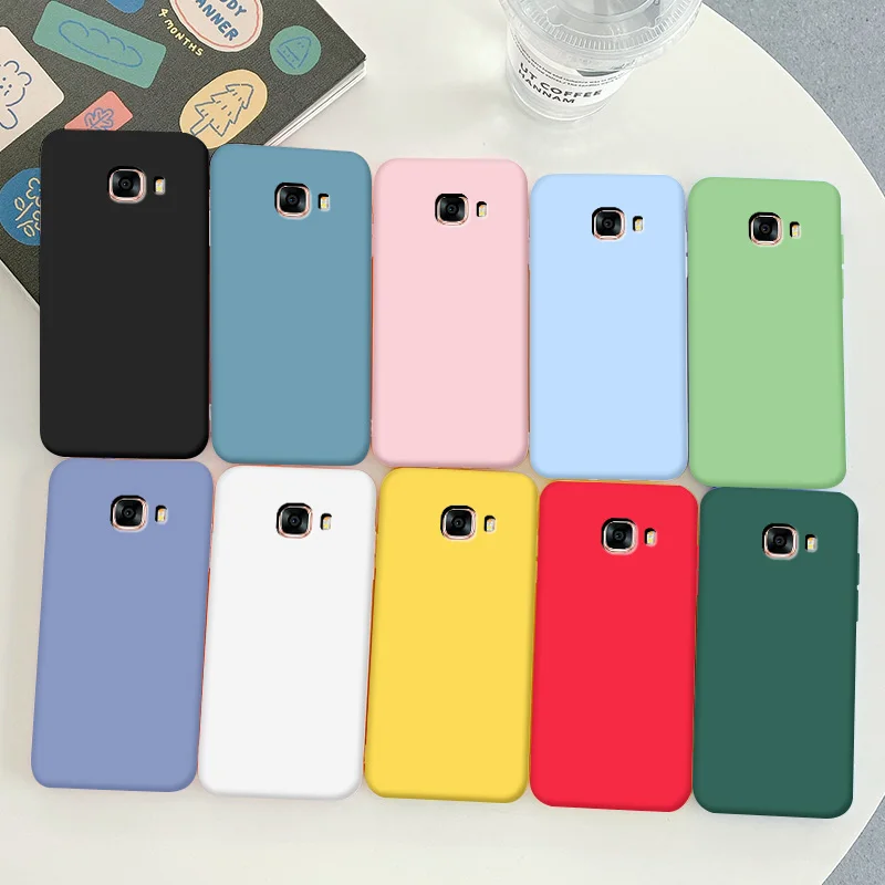 

For Samsung Galaxy C5 Case Soft TPU Silicone Case Macaron Colors Candy Black Simple Phone Back Cover