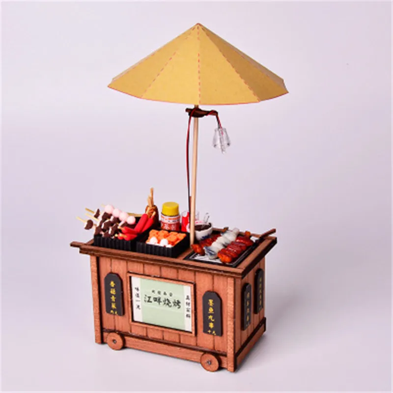 

DIY DollHouse Wooden Miniature Toys with Furniture Antique Barbecue Kit Assemble Model Puzzle Casa Toy for Children Adult Gifts