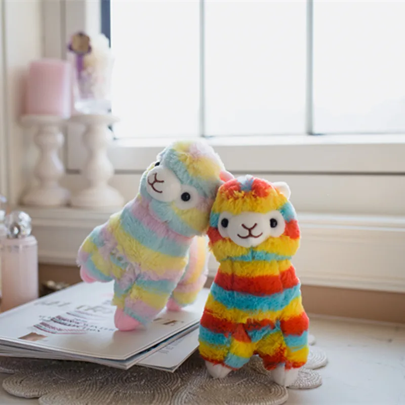 Игрушка плюшевая альпака милая Радужная кукла Зверюшка из мягкого хлопка