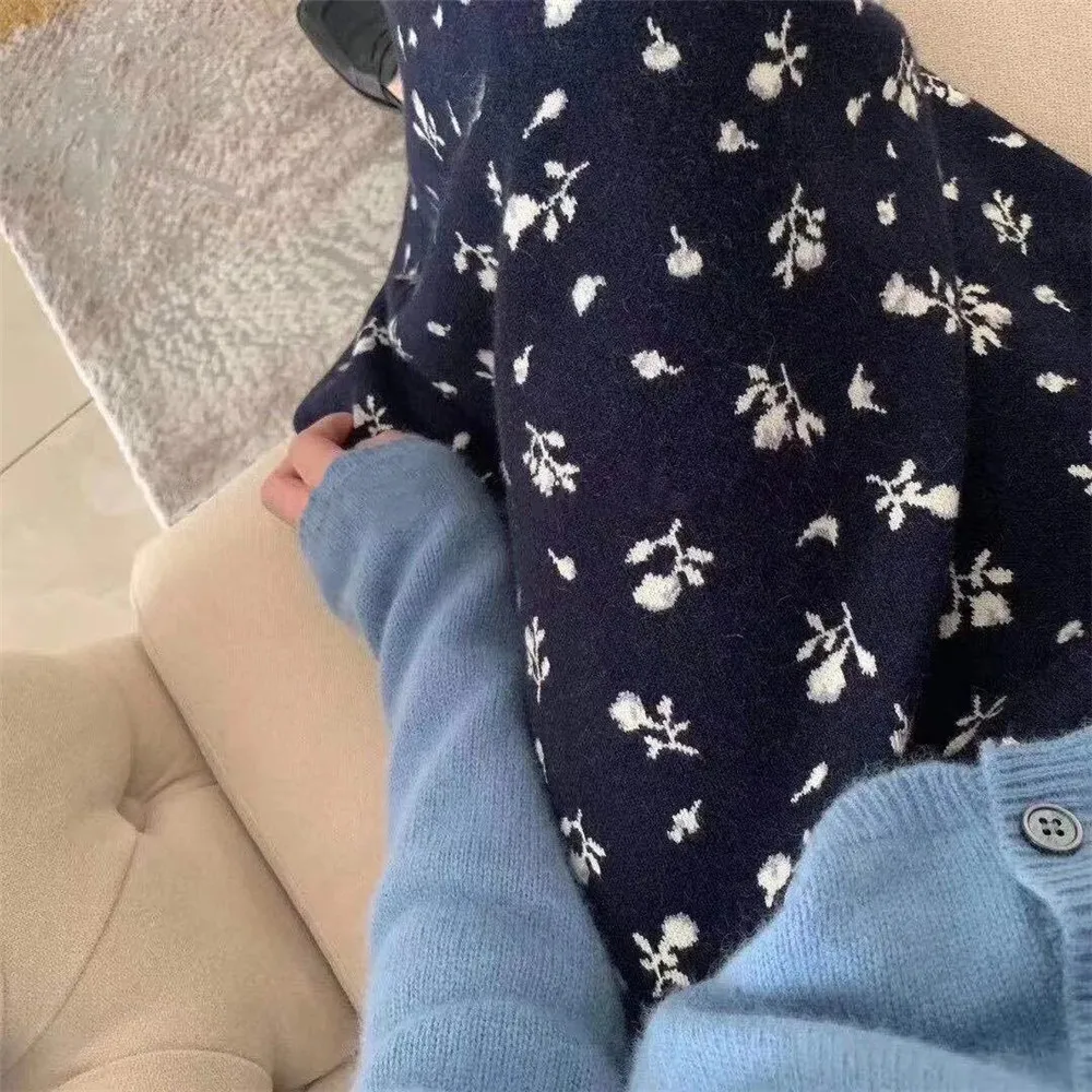 Женская трикотажная Жаккардовая юбка черная плотная двухслойная зимняя теплая