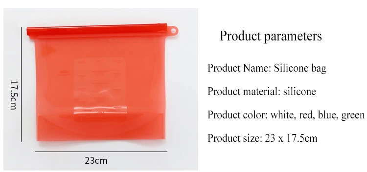 Reusable silicone food bag Silicone ziplock bags Refrigerator food freezer bags 1000ml milk fruit meat fresh sealed storage bags