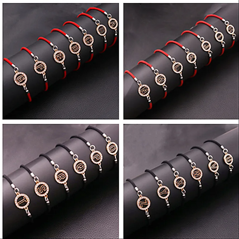 

1pcs Fashion *A-Z* 26 Letters Tag Charms Handmade Woven Red Rope Chain Bracelet DIY Metal Jewelry Crafts Gift For Couple A1087