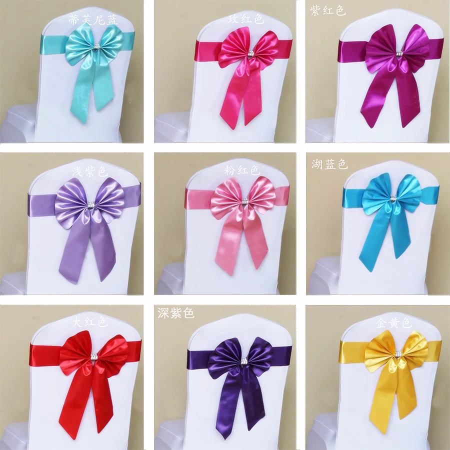 

1PC Organza Chair Sash Bow For Cover Banquet Wedding Party Event Xmas Decoration Supply Free Shipping