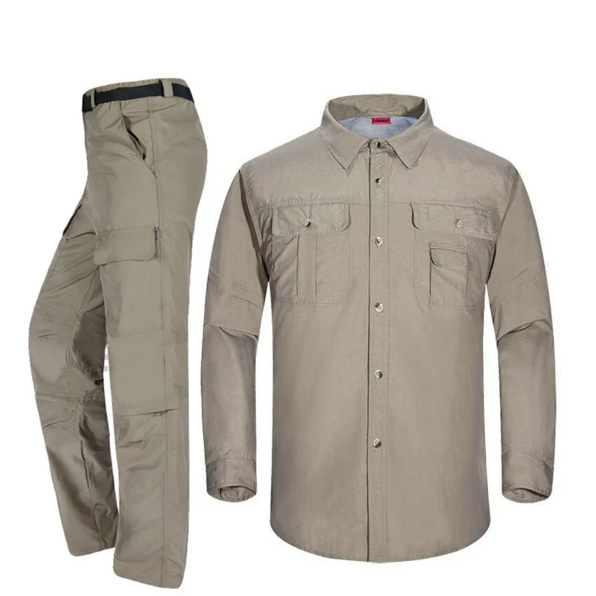 Летние быстросохнущие мужские костюмы уличные съемные походные рубашки и брюки