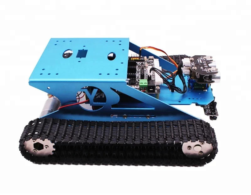 Verkauf Yahboom DIY G1 Pädagogisches Blau Tank Smart Roboter Track Auto Kit Für Smartduino R3 Mit Link Tracking Modul