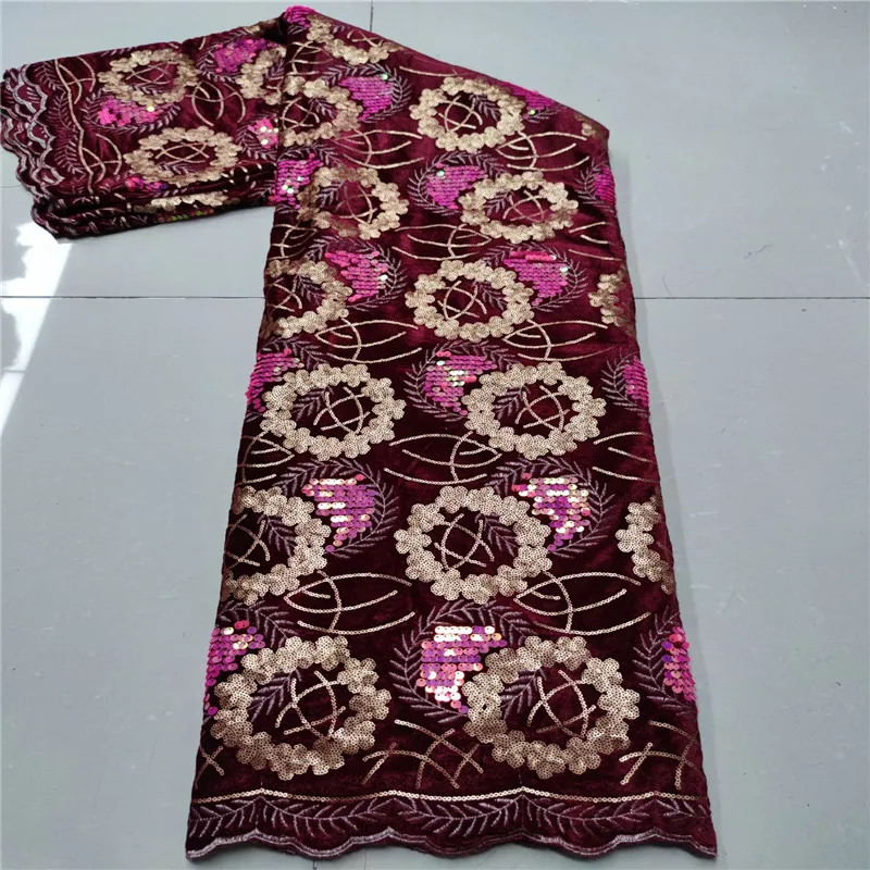 

Multicolor African Lace Fabric With Sequins 2021 red French Lace Fabric Embroidery Nigerian Tulle Lace For Party Dress Sewing